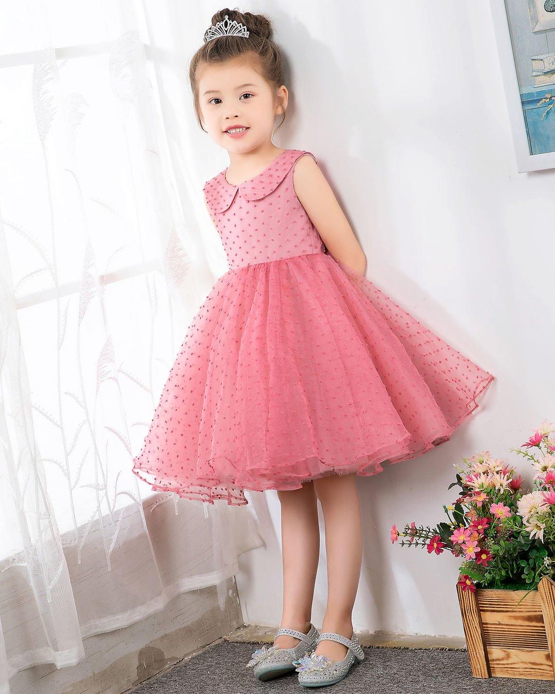 NumberSea - Fashion Pink Sleeveless Girls Princess Dresses Children's Occasion Wear Bow Tie Party Dresses