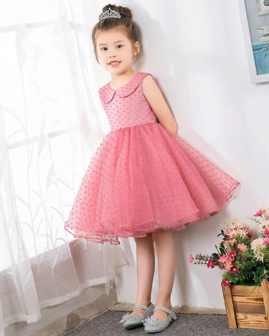 NumberSea - Fashion Pink Sleeveless Girls Princess Dresses Children's Occasion Wear Bow Tie Party Dresses