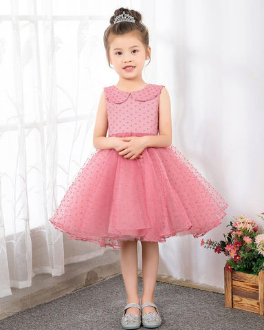NumberSea - Fashion Pink Sleeveless Girls Princess Dresses Children's Occasion Wear Bow Tie Party Dresses