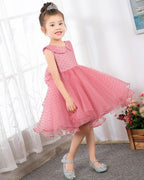 NumberSea - Fashion Pink Sleeveless Girls Princess Dresses Children's Occasion Wear Bow Tie Party Dresses