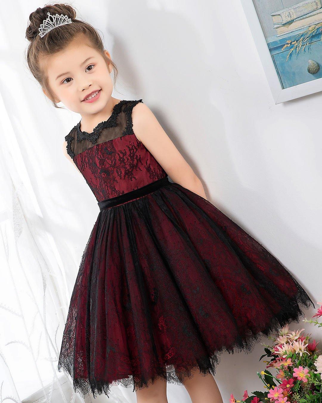 NumberSea - Fashion Burgundy Sleeveless Girls Princess Dresses Children's Occasion Wear Party Dresses Birthday Dresses