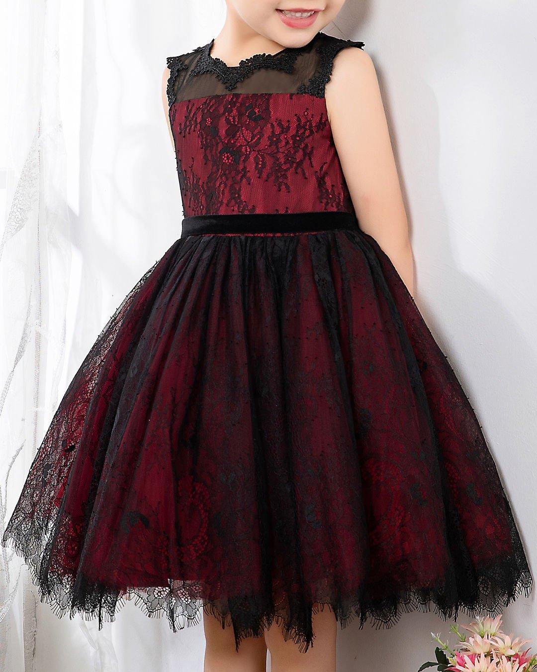 NumberSea - Fashion Burgundy Sleeveless Girls Princess Dresses Children's Occasion Wear Party Dresses Birthday Dresses