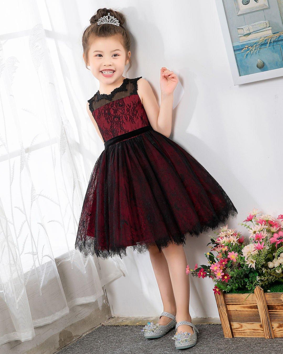 NumberSea - Fashion Burgundy Sleeveless Girls Princess Dresses Children's Occasion Wear Party Dresses Birthday Dresses