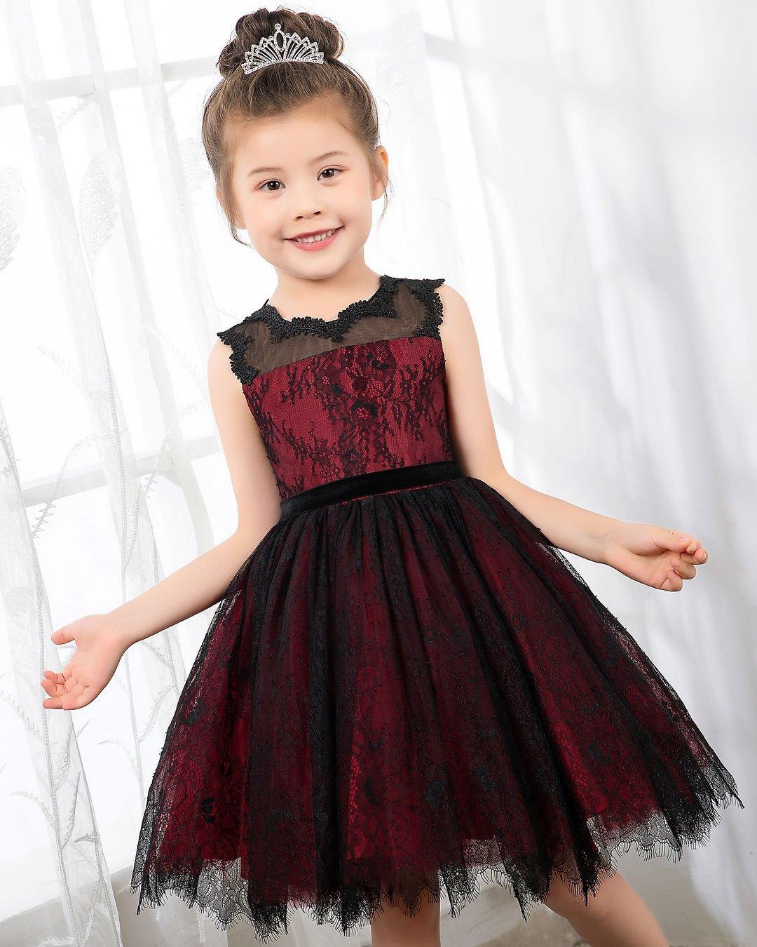 NumberSea - Fashion Burgundy Sleeveless Girls Princess Dresses Children's Occasion Wear Party Dresses Birthday Dresses