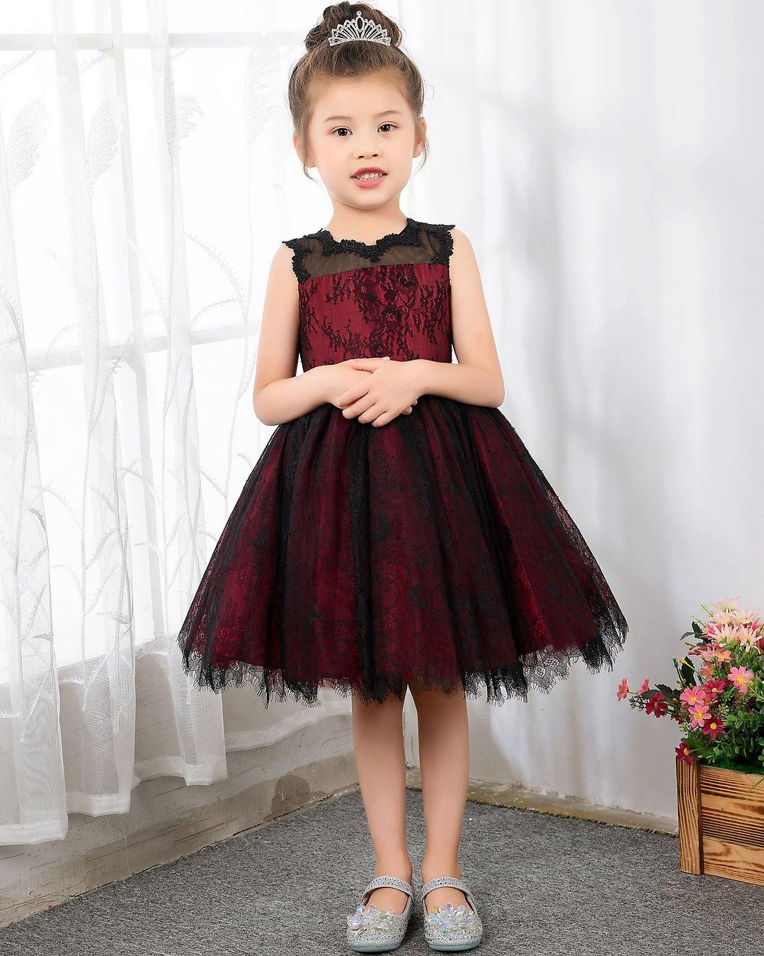 NumberSea - Fashion Burgundy Sleeveless Girls Princess Dresses Children's Occasion Wear Party Dresses Birthday Dresses