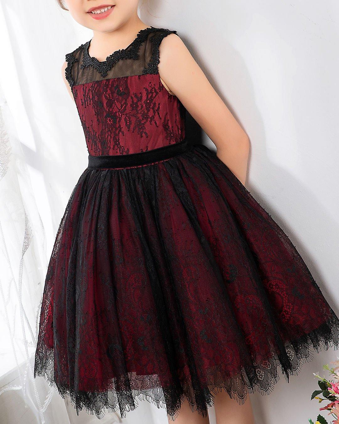 NumberSea - Fashion Burgundy Sleeveless Girls Princess Dresses Children's Occasion Wear Party Dresses Birthday Dresses