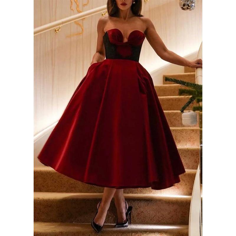 Elegantes A-Linien-Kleid mit Herzausschnitt und Taschen für Party, Abschlussball, Abendkleid 