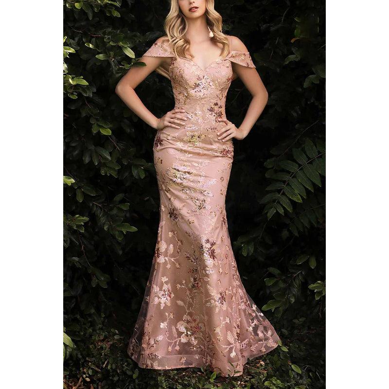 Schulterfreies, trägerloses, appliziertes Tüll-Meerjungfrauen-Abendkleid mit Blumenmuster, langem Abschlussballkleid