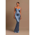 Sweetheart Strapless Sheath Satin Long Prom Evening Dress