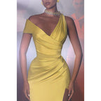 Figurbetontes, ärmelloses Empire-Kleid mit seitlichem Schlitz, Party-, Abschlussball- und Abendkleid 