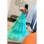 Glitzer A-Linie V-Ausschnitt Spaghettiträger Ballkleid Ballkleid Abendkleider 