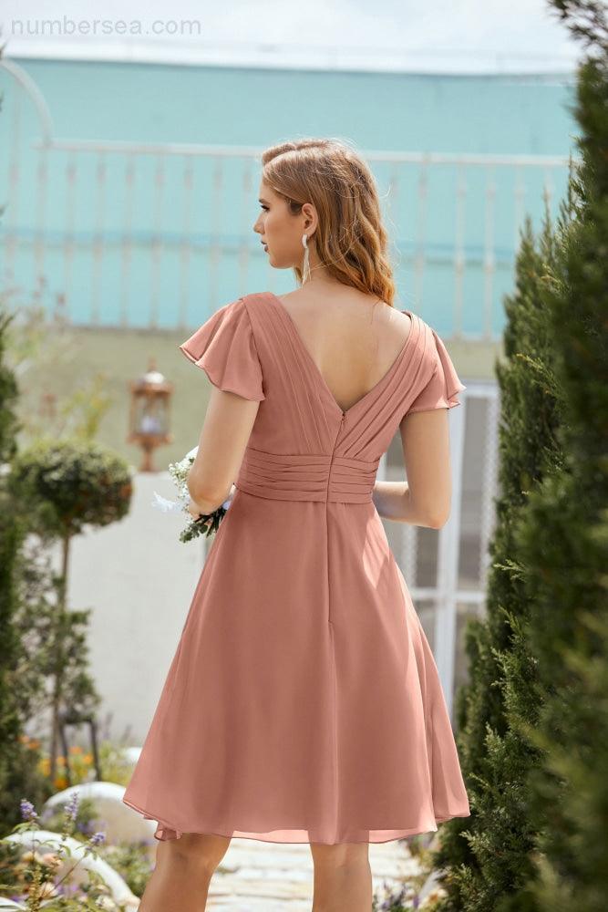 Neck Chiffon Bridesmaid Dresses Formal Cocktail Prom Gown Homecoming 28013
