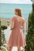 Neck Chiffon Bridesmaid Dresses Formal Cocktail Prom Gown Homecoming 28013
