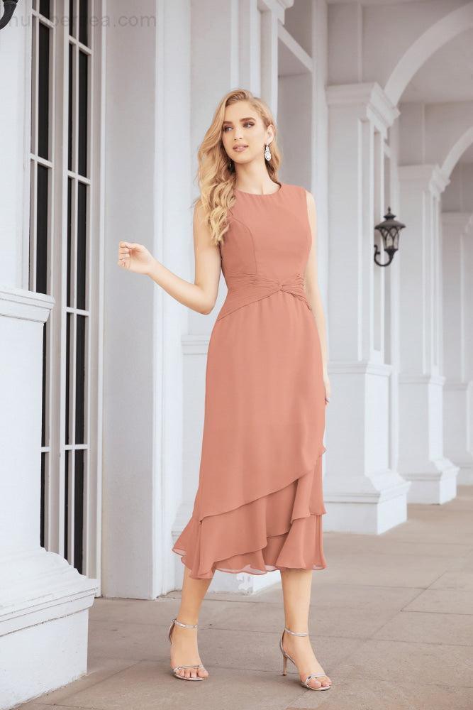 Numbersea Formal Party Gown Dress Chiffon Long Mother of The Bride Dresses with Ruffle Cape 28072 - numbersea