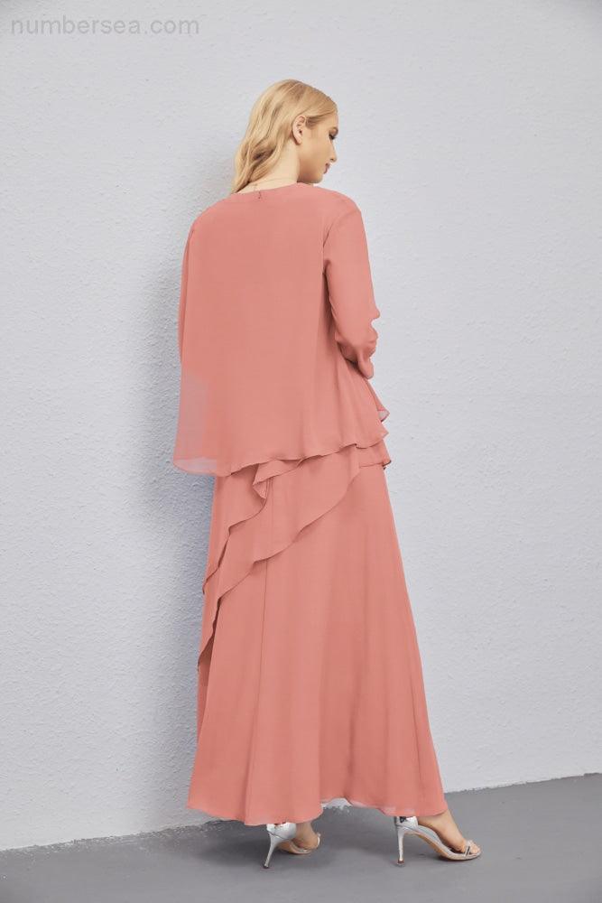 Mother of Bride Dresses with Open Front Lightweight Cardigan Formal Prom Gown 28081-numbersea
