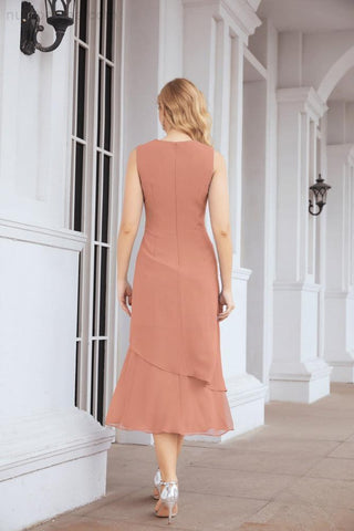Numbersea Formal Party Gown Dress Chiffon Long Mother of The Bride Dresses with Ruffle Cape 28072 - numbersea