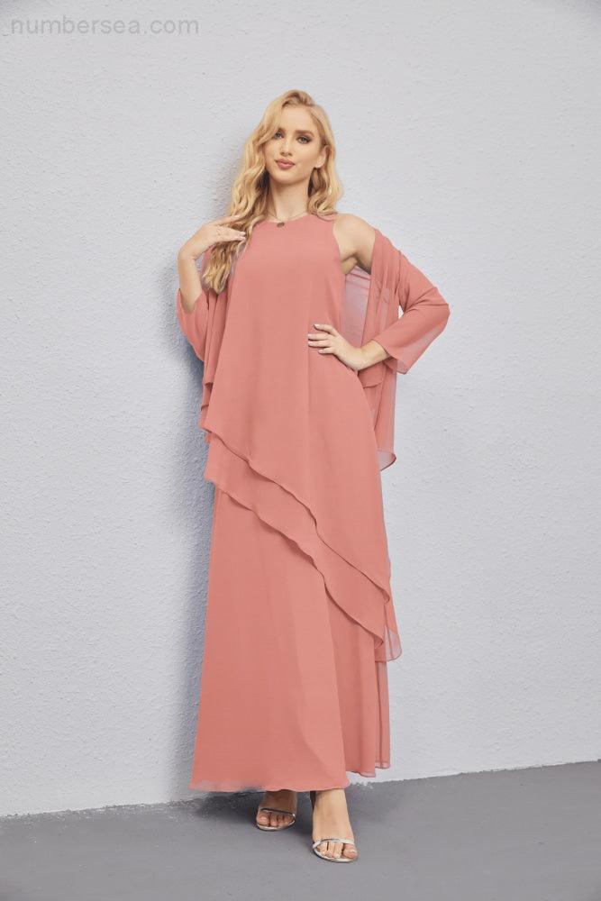 Mother of Bride Dresses with Open Front Lightweight Cardigan Formal Prom Gown 28081-numbersea