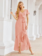 Numbersea Ruffled Bridesmaid Dresses Mermaid Formal Violin Evening Party Prom Gowns 28042-numbersea