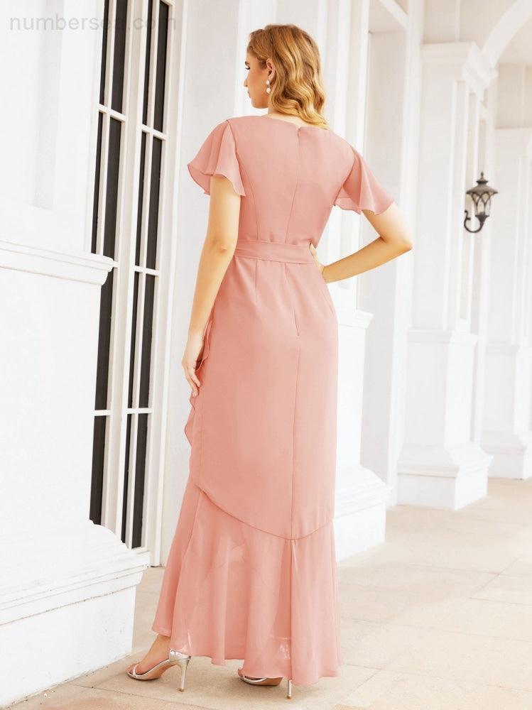 Numbersea Ruffled Bridesmaid Dresses Mermaid Formal Violin Evening Party Prom Gowns 28042-numbersea