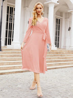 Bridesmaid Dress V-Back Waist Belt Mother of the Bride Wedding Guest 28031-numbersea