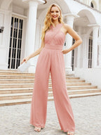 Numbersea Crisscross Neck Jumpsuit Formal Evening Dress Long Bridesmaid Dresses Bell-bottomed Pants 28033-numbersea