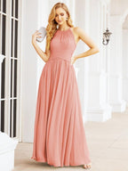Numbersea Sleeveless Bridesmaid Dresses Long Prom Gown Zipper with Keyhole Back 28056-numbersea
