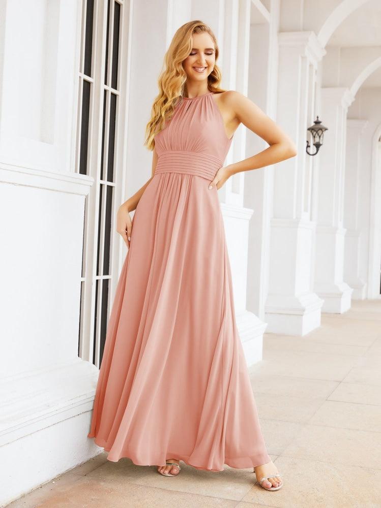 Keyhole Bridesmaid Dresses Sleeveless Formal Evening Party Prom Gowns 28043-numbersea