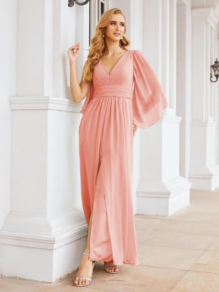 Numbersea Bridesmaid Dresses with Split for Wedding Party Flutter Sleeves 28045-numbersea