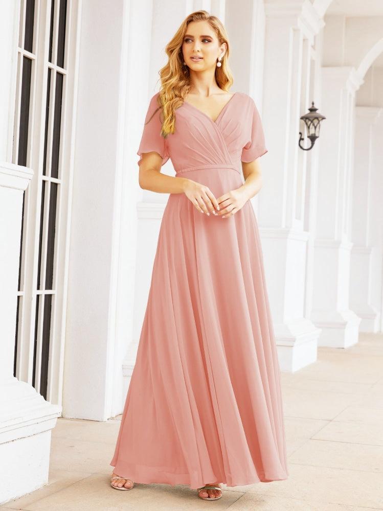 Numbersea Formal Prom Gowns for Mother of The Bride Short Sleeves Bridesmaid Dress 28049-numbersea