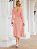 Bridesmaid Dress V-Back Waist Belt Mother of the Bride Wedding Guest 28031-numbersea