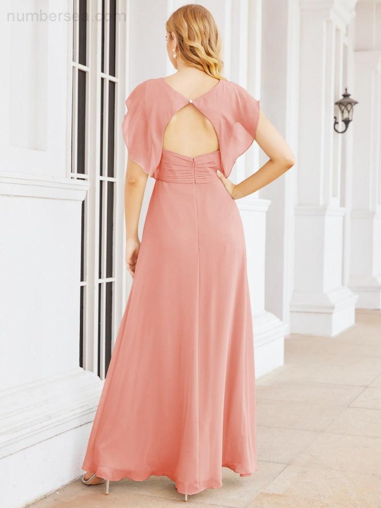 Numbersea Bridesmaid Dresses Cape Formal Prom Dress Open Back Gowns for Mother of The Bride 28058-numbersea