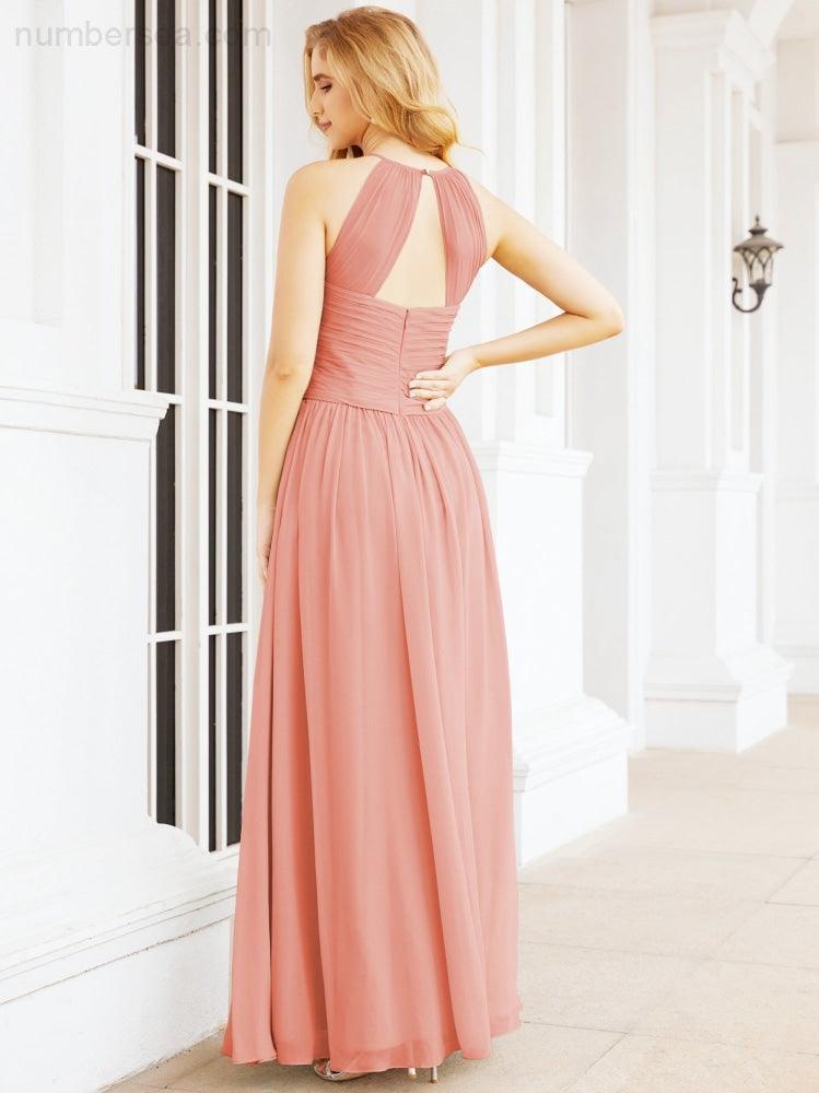 Numbersea Sleeveless Bridesmaid Dresses Long Prom Gown Zipper with Keyhole Back 28056-numbersea