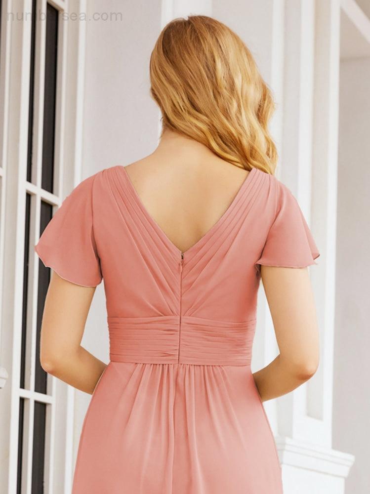 Numbersea Formal Prom Gowns for Mother of The Bride Cap Sleeves Bridesmaid Dress 28047-numbersea