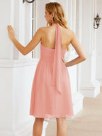 Numbersea Neckholder-Brautjungfernkleid aus Chiffon, kurz, ärmellos, formelles Partykleid, offener Rücken, 28023