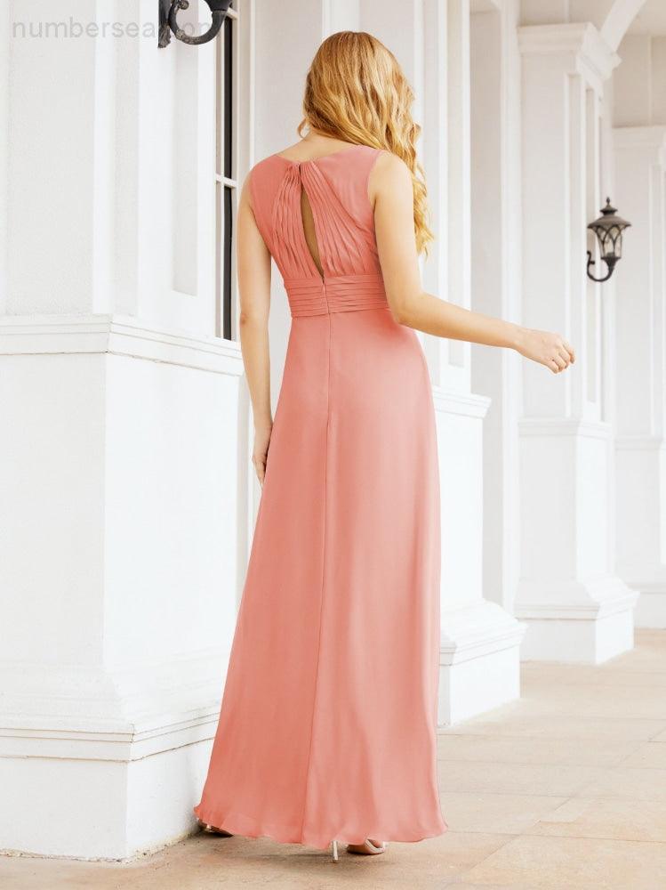 Formal Prom Gown Elegant V-Neck Sleeveless Bridesmaid Dresses for Wedding Party 28037-numbersea