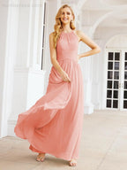 Numbersea Sleeveless Bridesmaid Dresses Long Prom Gown Zipper with Keyhole Back 28056-numbersea