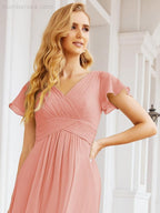 Numbersea Formal Prom Gowns for Mother of The Bride Cap Sleeves Bridesmaid Dress 28047-numbersea