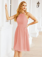 Numbersea Neckholder-Brautjungfernkleid aus Chiffon, kurz, ärmellos, formelles Partykleid, offener Rücken, 28023