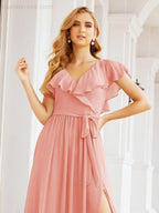Bridesmaid Dresses with Flutter Sleeves Formal Evening Party Prom Gowns 28044-numbersea