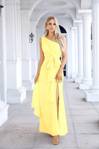 Ladies Chiffon One Shoulder Bridesmaid Evening Dress Wedding Party Evening Dress 28133-numbersea