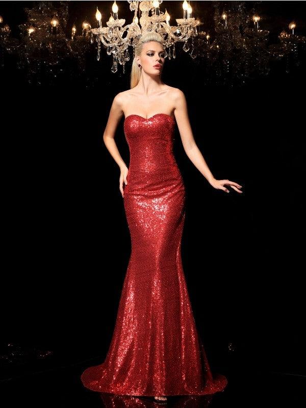 Vestidos largos de lentejuelas sin mangas con escote en forma de corazón y lentejuelas