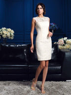 Sheath/Column Jewel Lace Sleeveless Short Lace Mother of the Bride Dresses