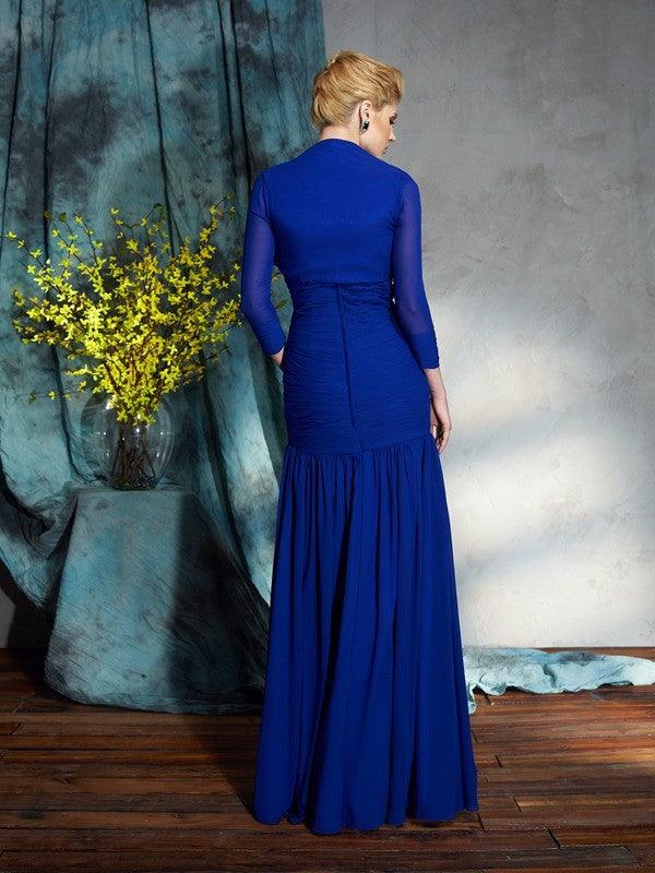 Vestidos de madre de la novia de gasa larga, sin mangas, con escote corazón, pliegues y corte columna