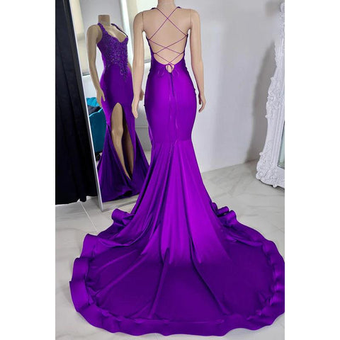 Trumpet/Mermaid Ruffles Criss-Cross Straps Sexy & Hot Beaded Straps Prom Dress