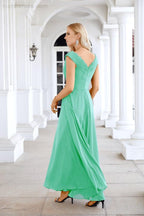 Ladies Chiffon V Neck Sleeveless Floor Length Bridesmaid Evening Dress Wedding Party Evening Dress 28126-numbersea