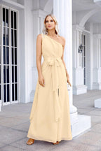 Ladies Chiffon One Shoulder Bridesmaid Evening Dress Wedding Party Evening Dress 28133-numbersea