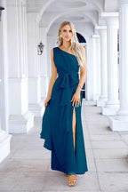 Ladies Chiffon One Shoulder Bridesmaid Evening Dress Wedding Party Evening Dress 28133-numbersea