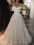 Vestido brillante para boda, fiesta, cumpleaños, corte de cola, sin mangas, tirantes finos, tul con lentejuelas, vestidos de fiesta