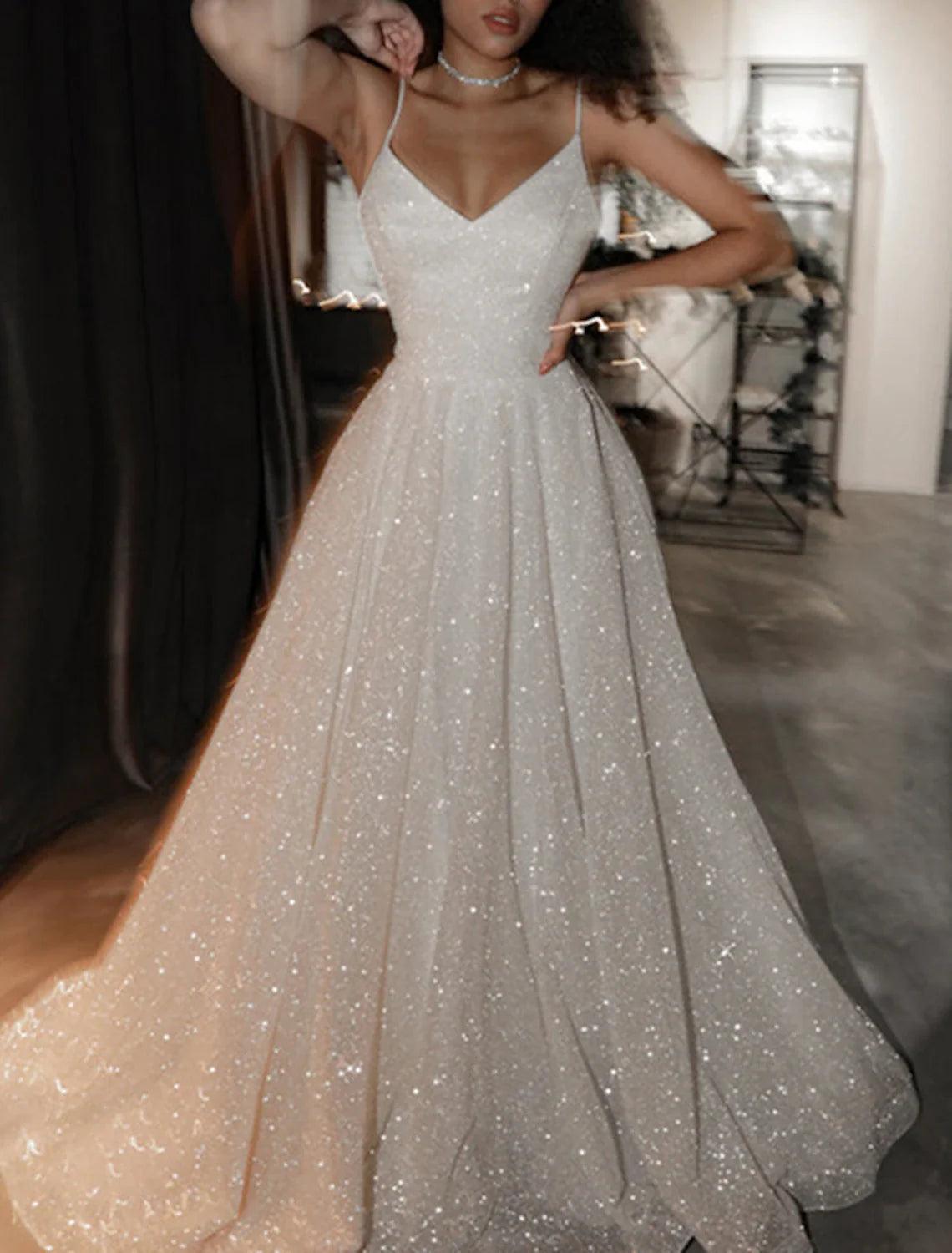 Vestido brillante para boda, fiesta, cumpleaños, corte de cola, sin mangas, tirantes finos, tul con lentejuelas, vestidos de fiesta