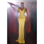 Sheath/Column Classic One shoulder Cap Sleeves Ruched Party Prom Dress